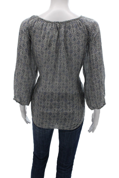 Soft Joie Womens Tunic Blouse Multicolor Geometric V-Neck 3/4 Sleeve Size L