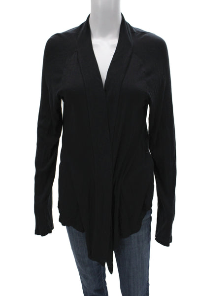 Splendid Women Black Pima Cotton V-Neck Long Sleeve Cardigan Size L