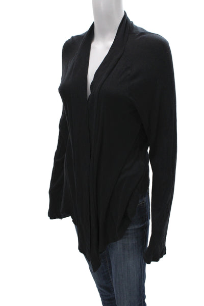 Splendid Women Black Pima Cotton V-Neck Long Sleeve Cardigan Size L
