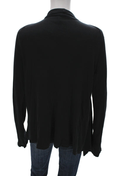 Splendid Women Black Pima Cotton V-Neck Long Sleeve Cardigan Size L