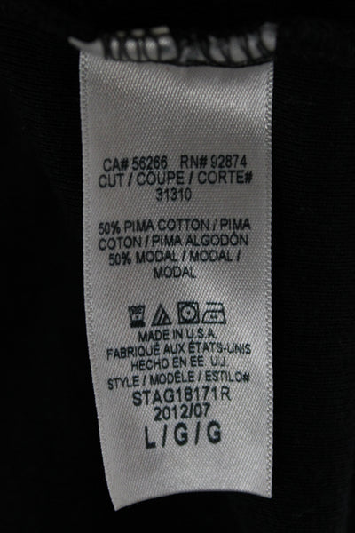 Splendid Women Black Pima Cotton V-Neck Long Sleeve Cardigan Size L