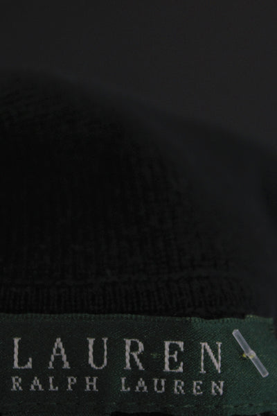 Lauren Ralph Lauren Women Black Cotton Collared Short Sleeve Cardigan Size S