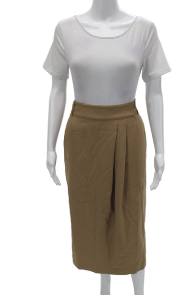 J. Mclaughlin Womens Wool Straight Pencil Skirt Beige Long Zip Size 8