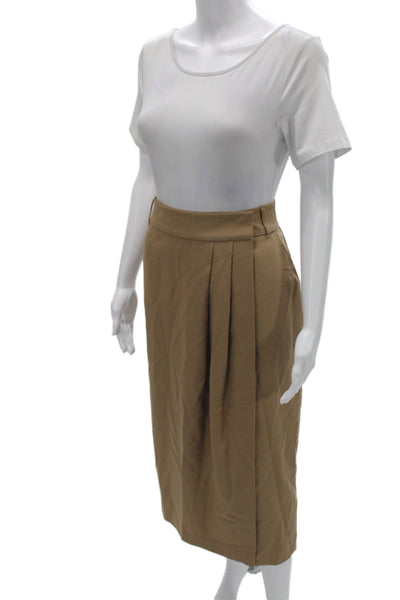 J. Mclaughlin Womens Wool Straight Pencil Skirt Beige Long Zip Size 8