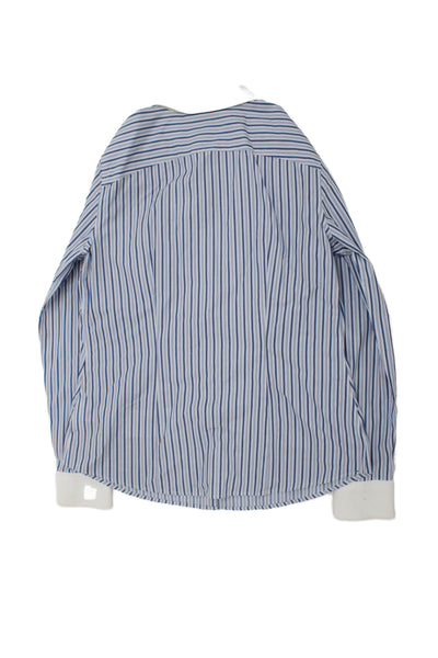 Brooks Brothers Childrens Boys Striped Dress Shirt White Blue Cotton Size 10