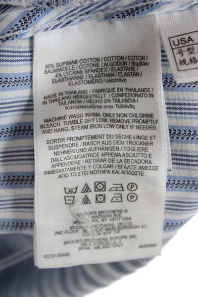 Brooks Brothers Childrens Boys Striped Dress Shirt White Blue Cotton Size 10