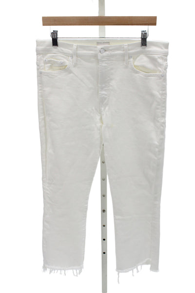 Mother Womens Cropped Jeans White Cotton Mid Rise Size 33