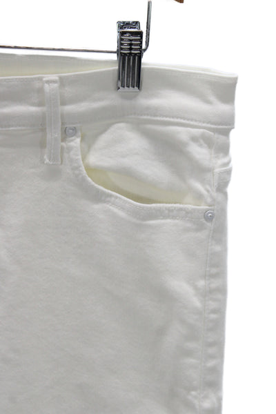 Mother Womens Cropped Jeans White Cotton Mid Rise Size 33
