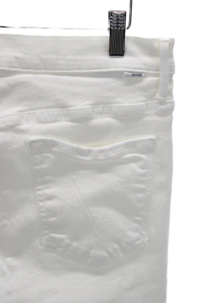Mother Womens Cropped Jeans White Cotton Mid Rise Size 33