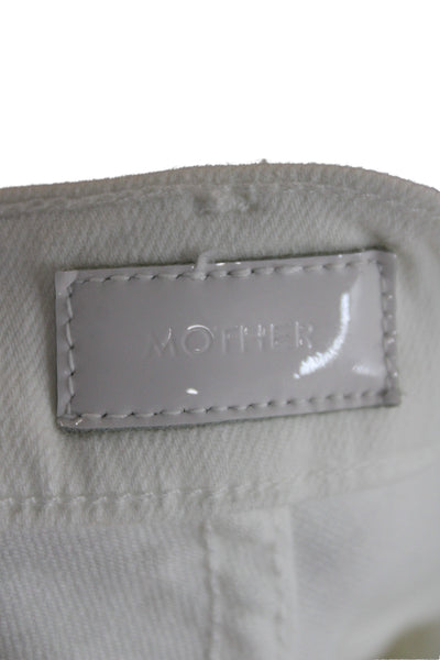 Mother Womens Cropped Jeans White Cotton Mid Rise Size 33