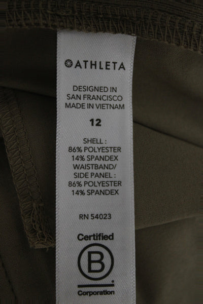 Athleta Women Ankle Pants Beige Polyester Pull On Athleisure Size 12