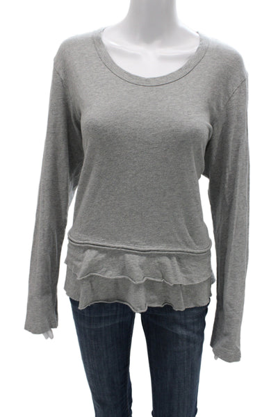 Wilt Womens Basic Gray 100% Cotton Scoop Neck Long Sleeve T-Shirt Size L