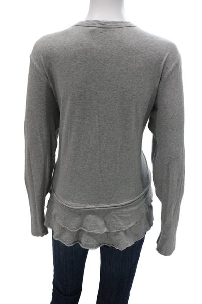 Wilt Womens Basic Gray 100% Cotton Scoop Neck Long Sleeve T-Shirt Size L