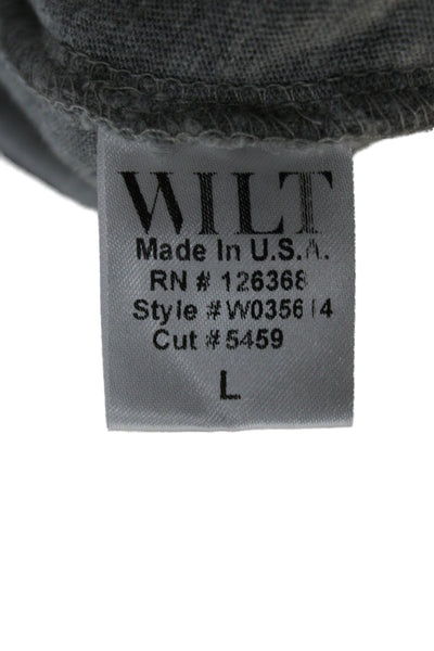 Wilt Womens Basic Gray 100% Cotton Scoop Neck Long Sleeve T-Shirt Size L