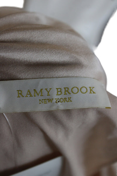 Ramy Brook Women Halter Satin Tank Beige Tie Sleeveless Basic Size M