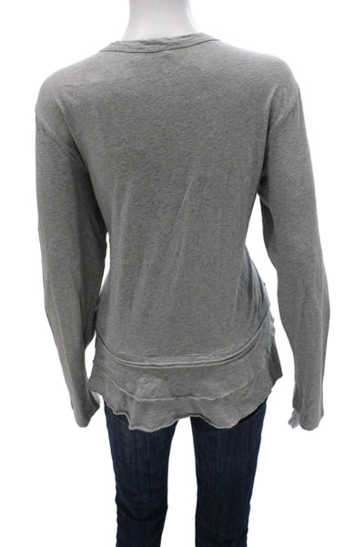 Wilt Womens Basic Gray Scoop Neck Long Sleeve T-Shirt 100% Cotton Size L