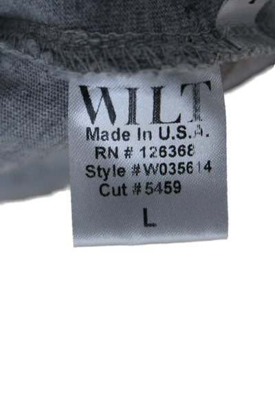 Wilt Womens Basic Gray Scoop Neck Long Sleeve T-Shirt 100% Cotton Size L
