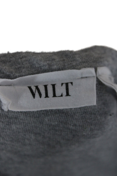 Wilt Womens Basic Gray Scoop Neck Long Sleeve T-Shirt 100% Cotton Size L