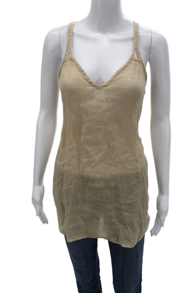 Calypso Saint Barth Women V Neck Linen Camisole Beige Bohemian Size M