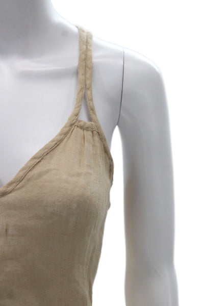 Calypso Saint Barth Women V Neck Linen Camisole Beige Bohemian Size M