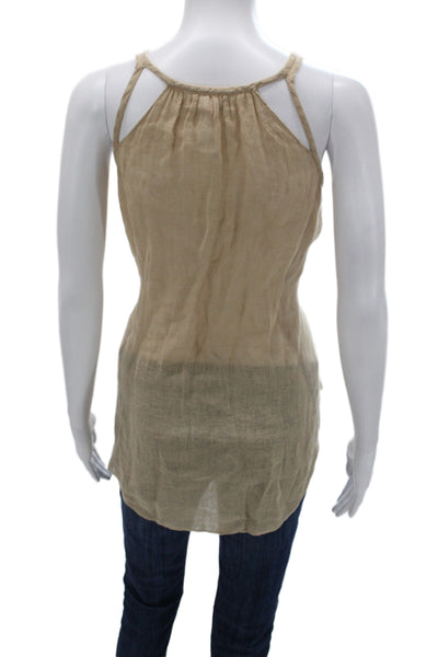 Calypso Saint Barth Women V Neck Linen Camisole Beige Bohemian Size M