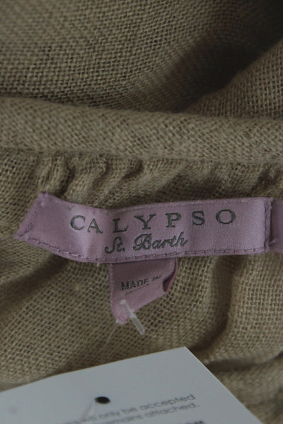 Calypso Saint Barth Women V Neck Linen Camisole Beige Bohemian Size M