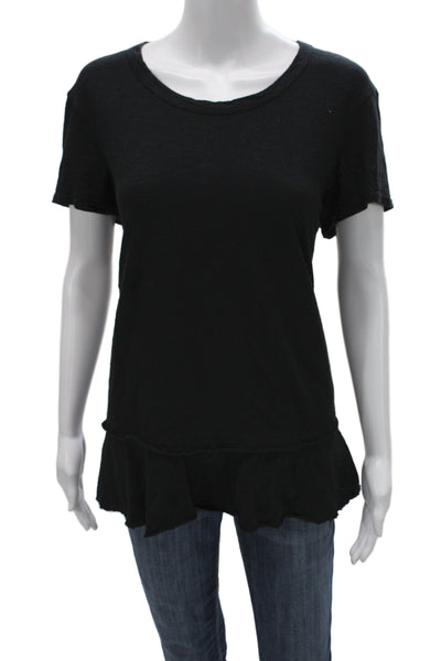 Wilt Women Basic Black Cotton Scoop Neck Short Sleeve T-Shirt Size L