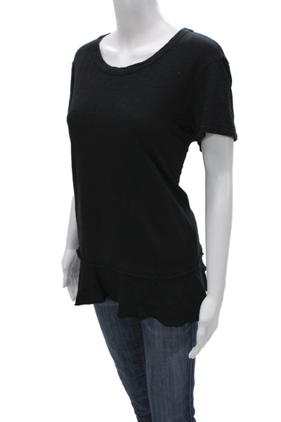 Wilt Women Basic Black Cotton Scoop Neck Short Sleeve T-Shirt Size L