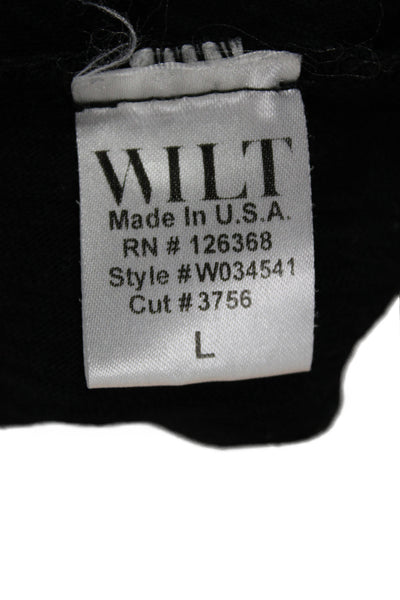 Wilt Women Basic Black Cotton Scoop Neck Short Sleeve T-Shirt Size L