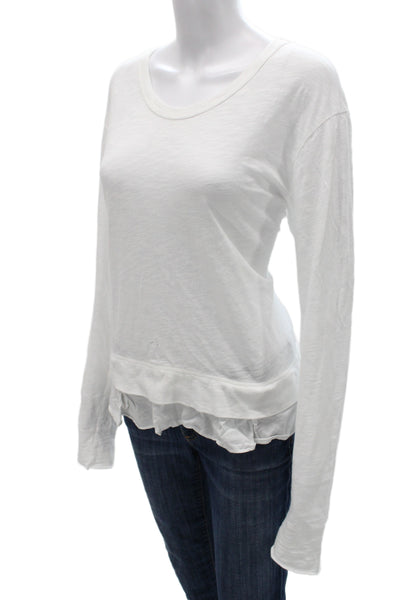 Wilt Womens Basic Cotton Scoop Neck Long Sleeve T-Shirt White Size L