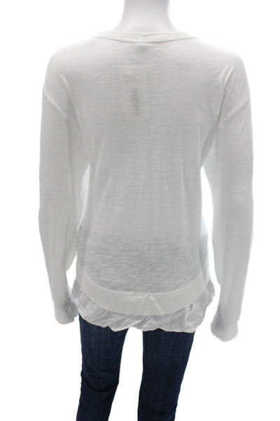 Wilt Womens Basic Cotton Scoop Neck Long Sleeve T-Shirt White Size L