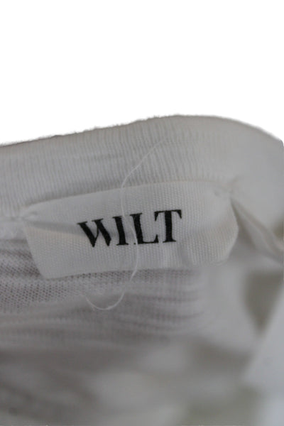 Wilt Womens Basic Cotton Scoop Neck Long Sleeve T-Shirt White Size L