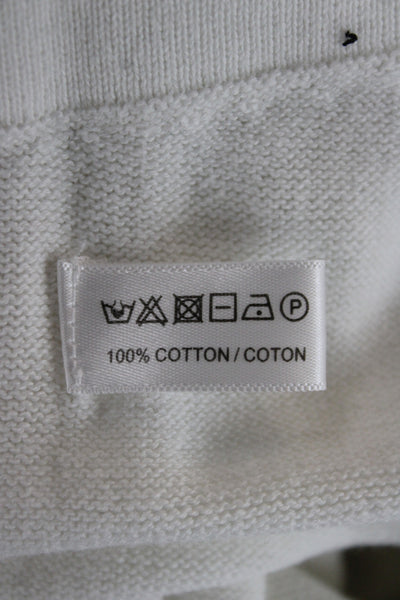 Lisa Todd Womens V-Neck Pullover Sweater White Cotton Long Sleeve Boho Size XL