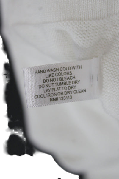 Lisa Todd Womens V-Neck Pullover Sweater White Cotton Long Sleeve Boho Size XL