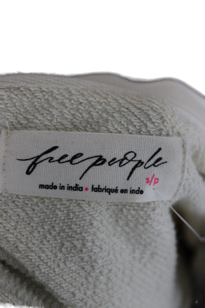 Free People Womens Ivory Colorblock Henley Sweatshirt Cotton Size S