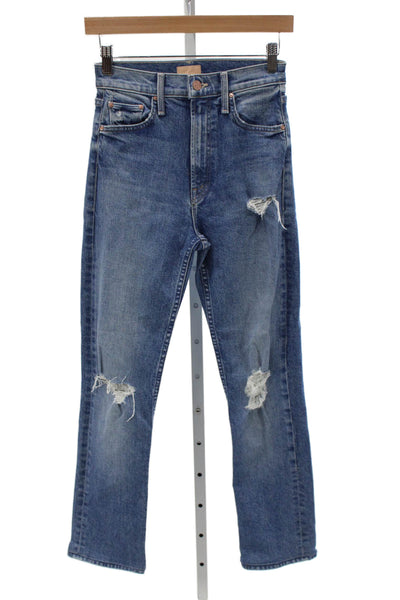 Mother Womens Straight Jeans Blue Mid Rise Cotton Blend Inseam 29 Size 23