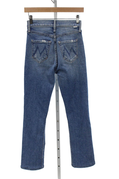Mother Womens Straight Jeans Blue Mid Rise Cotton Blend Inseam 29 Size 23