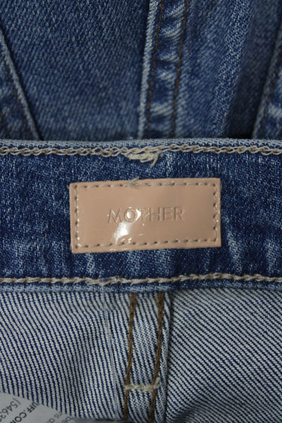 Mother Womens Straight Jeans Blue Mid Rise Cotton Blend Inseam 29 Size 23