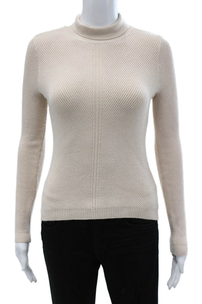 House of Harlow 1960 Womens Beige Mock Neck Pullover Sweater Long Sleeve Size S
