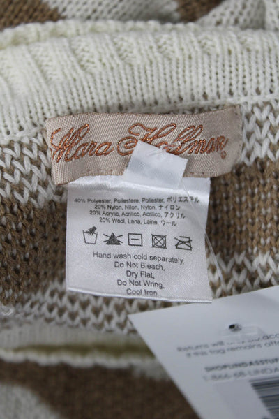 Mara Hoffman Women Ivory Striped Mock Neck Long Sleeve Pullover Size XS