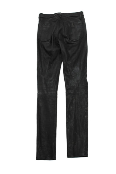 Rag & Bone Jean Women Black Leather Biker Jegging Button Size 23