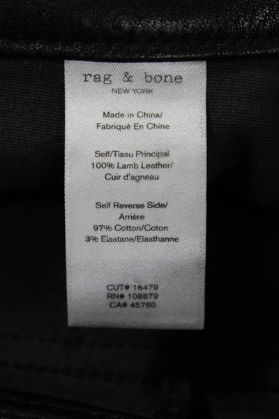 Rag & Bone Jean Women Black Leather Biker Jegging Button Size 23