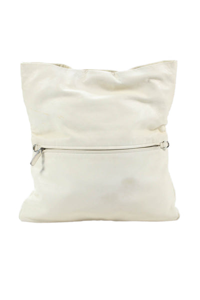 Miu Miu Womens Leather Jeweled Turn Lock Flap Shoulder Handbag White