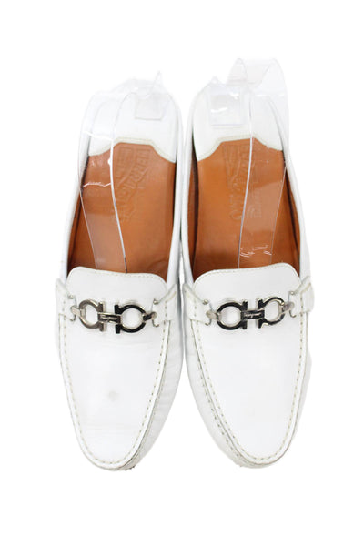 Salvatore Ferragamo Womens Leather Slide On Mule Flats White Size 39 9