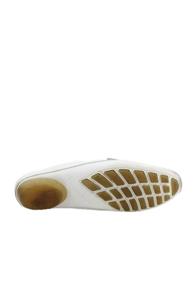 Salvatore Ferragamo Womens Leather Slide On Mule Flats White Size 39 9