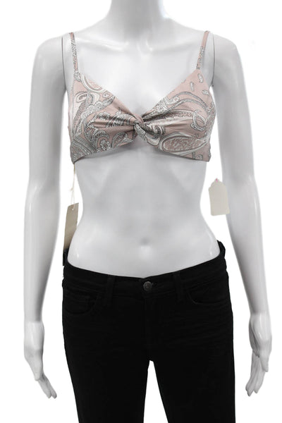 Acoa Womens Cropped Paisley Sweetheart Tank Sleeveless Pink Size S