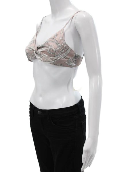 Acoa Womens Cropped Paisley Sweetheart Tank Sleeveless Pink Size S
