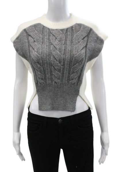 Zara Women Gray Crew Neck Sleeveless Pullover Acrylic Colorblock Size S