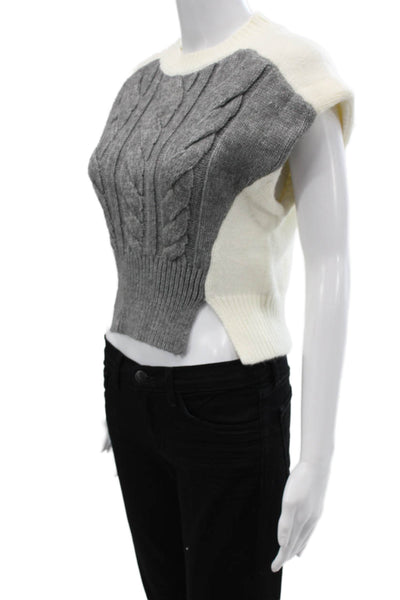 Zara Women Gray Crew Neck Sleeveless Pullover Acrylic Colorblock Size S