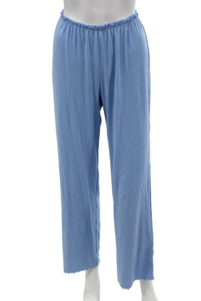 Skims Womens Cropped Short Sleeves Pant Set Sky Blue Cotton Size Small